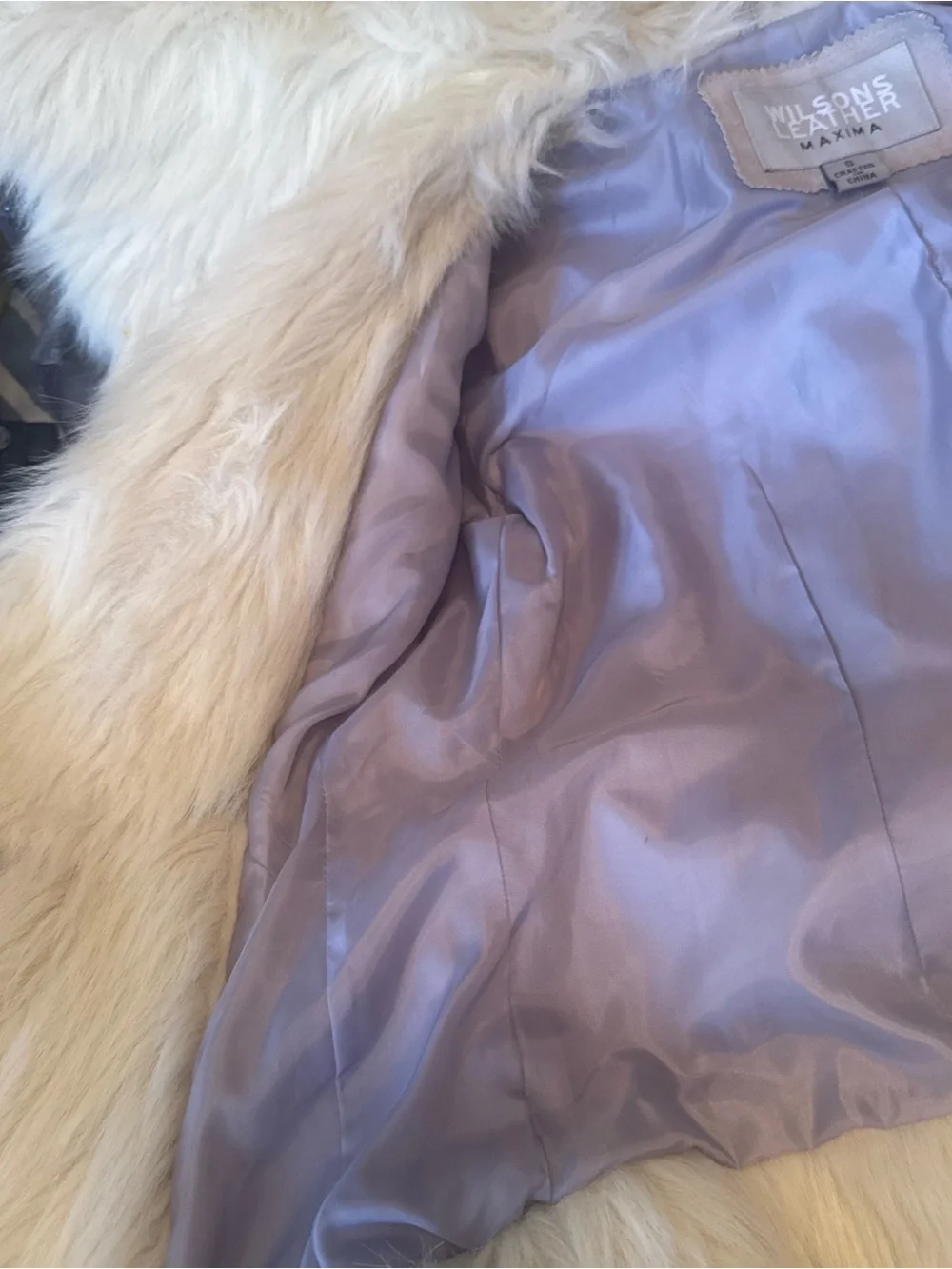 Wilsons Leather Dusty Lavender Real Suede Jacket with Cream Faux-Fur Trim - Picture 5 of 11